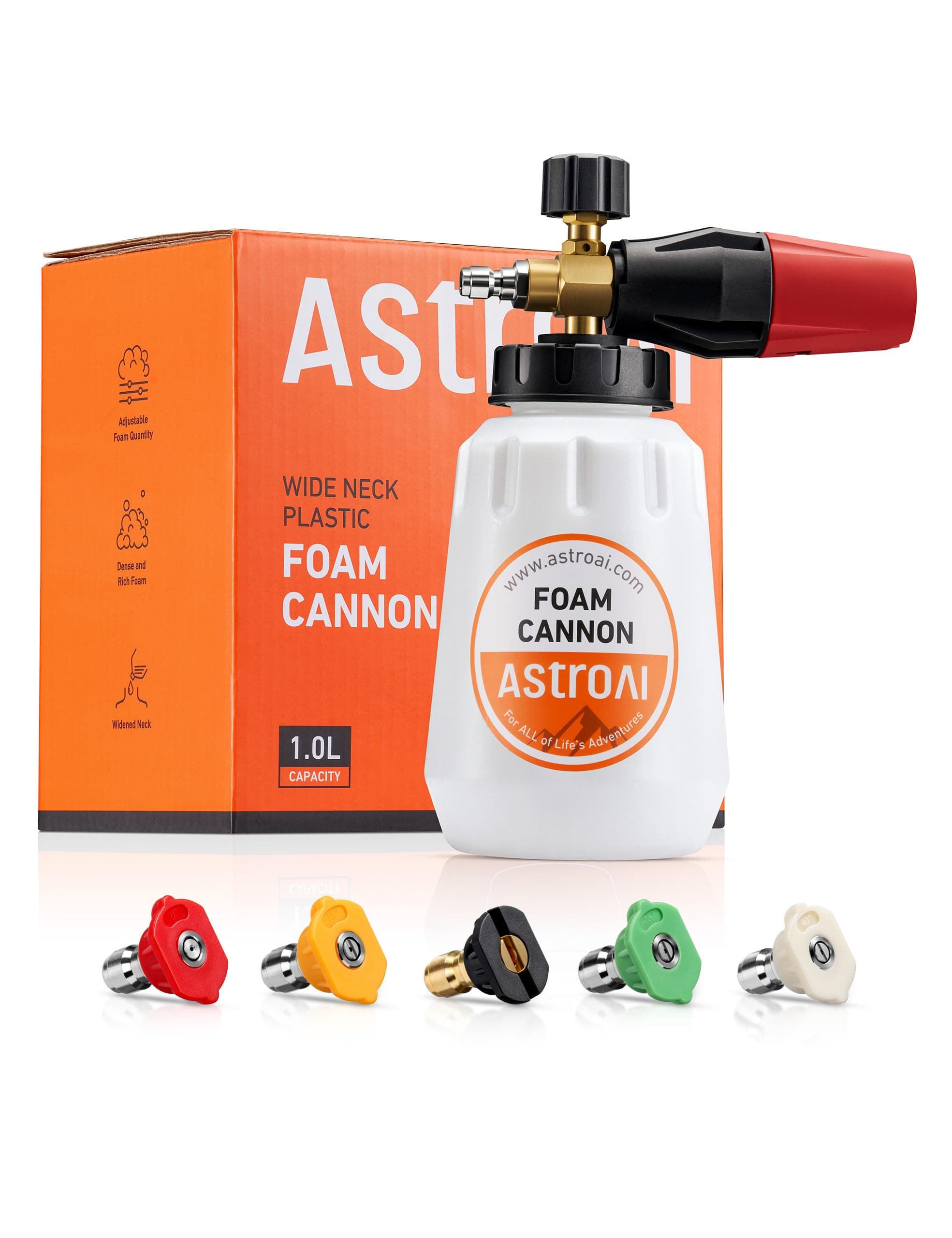 AstroAI Heavy Duty Car Foam Blaster with 1L Bottle & 5 Nozzles