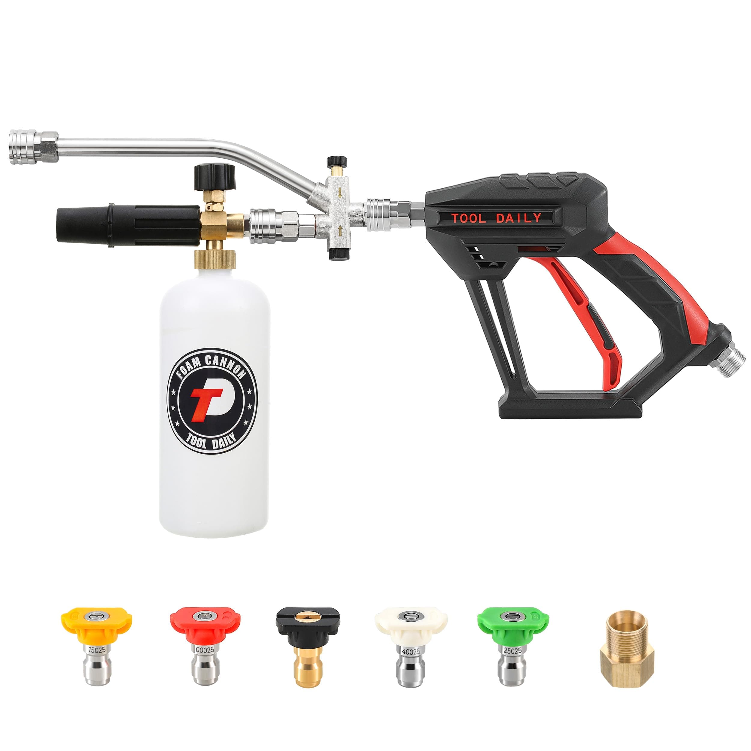 Daily Short Pressure Washer Gun with Foam Cannon for Automotive Cleaning
| Pressure Washer Gun with Dual Connector Accessory for Commercial Use
| 1/4 Inch Quick Connect Pressure Washer Gun with Multiple Spray Tips for Home Use