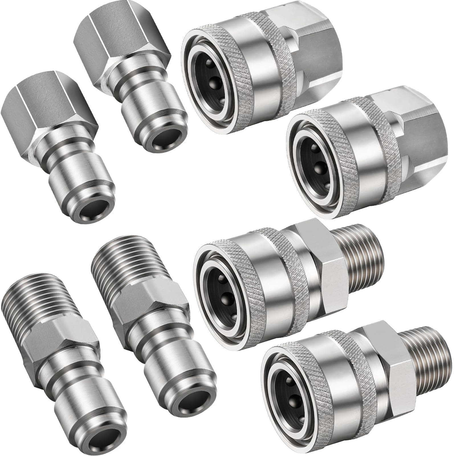 Shimeyao 4 Sets NPT 1/4 Inch Quick Connect Coupler Pressure Washer Adapters