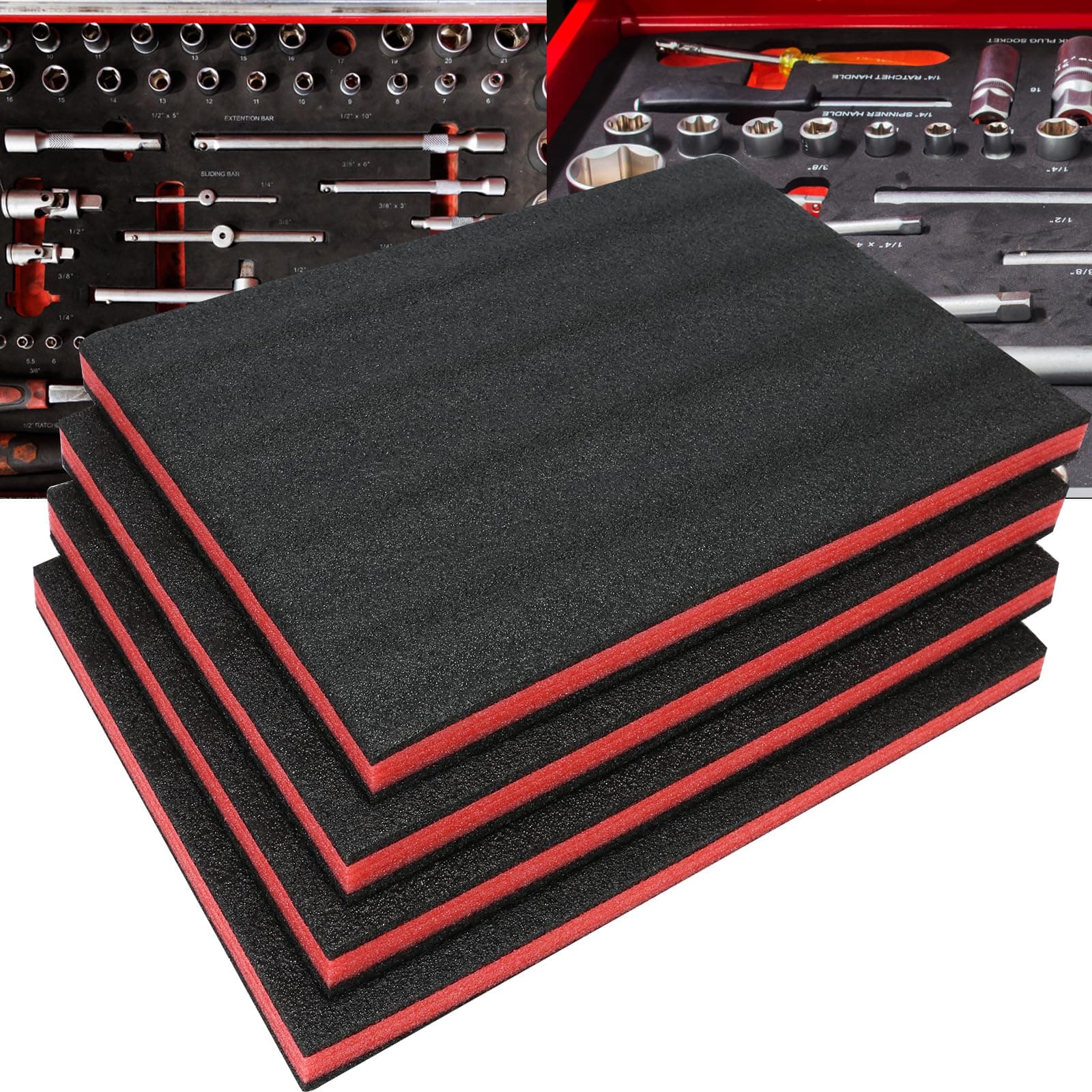 Kaizen Organizer 4 Pack Tool Box Foam Inserts 17 X 12 X 1 Inch for Cases
| Polyethylene Storage Sheets for Toolbox Hard Case - 4 Pack 17 X 12 X 1 Inch Tool Shadow Foam Inserts
| Kaizen Organizer Tool Box Foam Inserts - 4 Pack 17 X 12 X 1 Inch for To