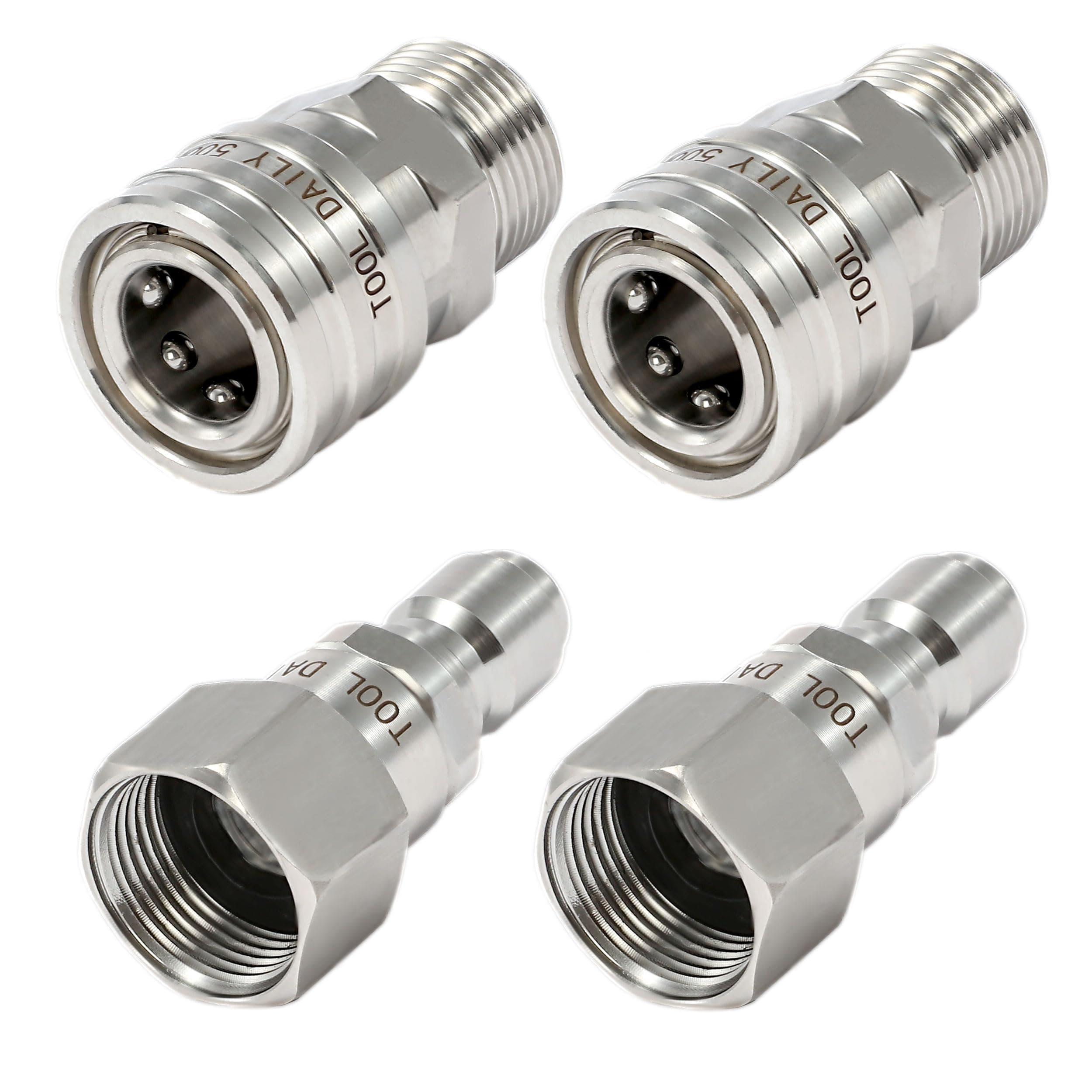 Pressure Washer Adapter Set with Swivel, M22 14mm to 3/8 Quick Connect, Stainless Steel Quick Disconnect Swivel, 5000 PSI, Pack of 2