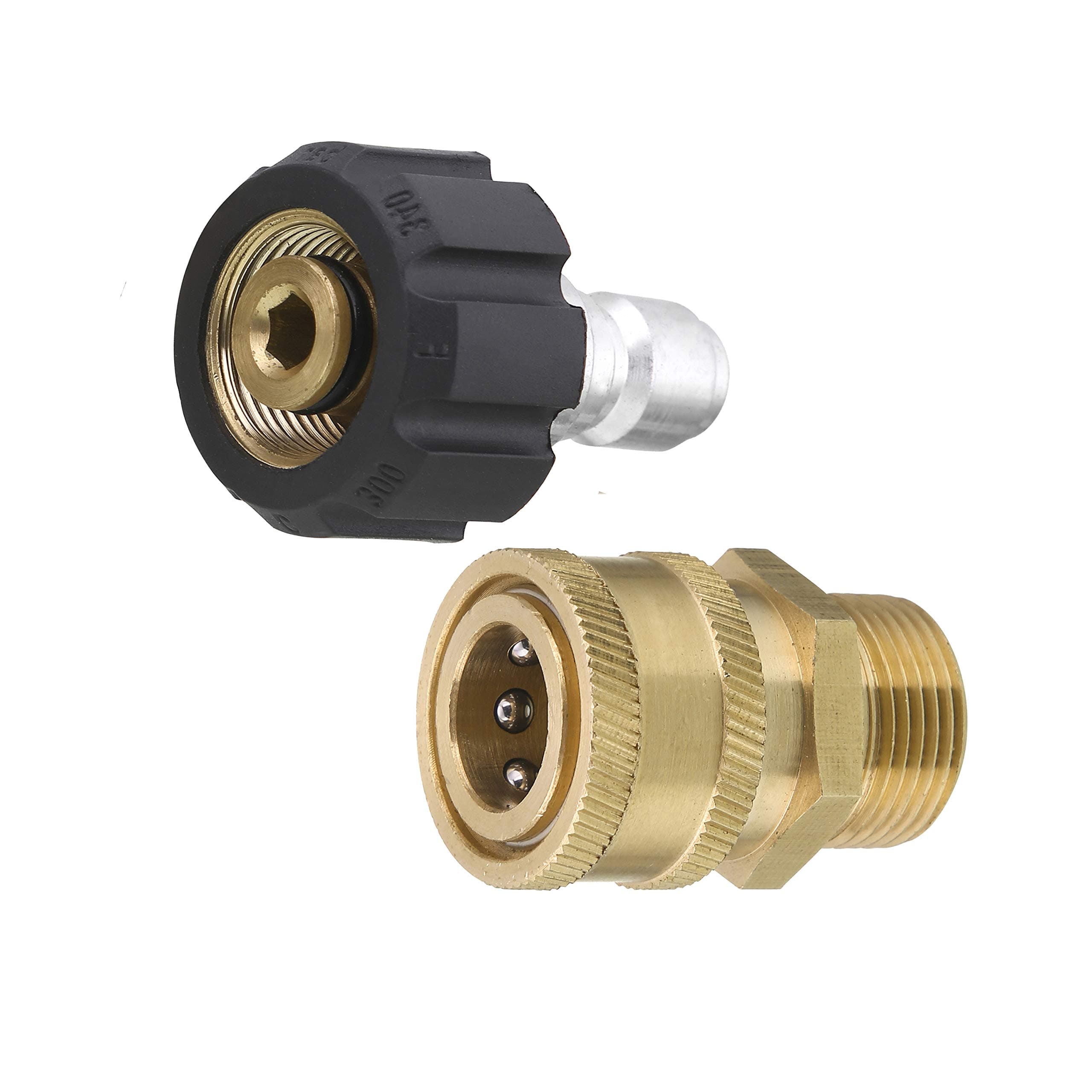 Pressure Washer Adapter Set for Daily Use, Quick Connect Kit, Metric M22 15mm Female to M22 Male Fitting, 5000 PSI