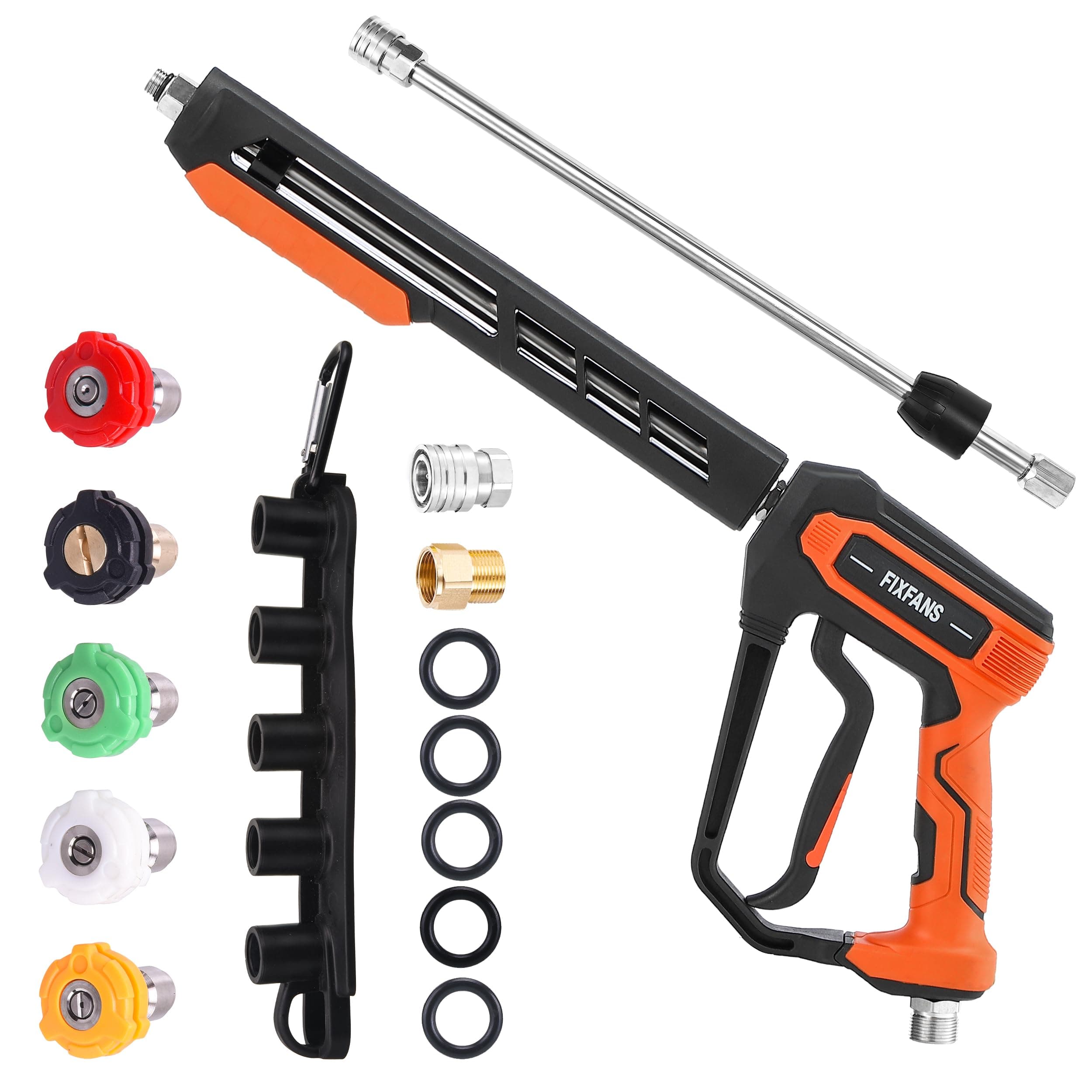 FIXFANS 5000PSI Power Washer Gun Kit with 5 Nozzle Tips and Extension Wands