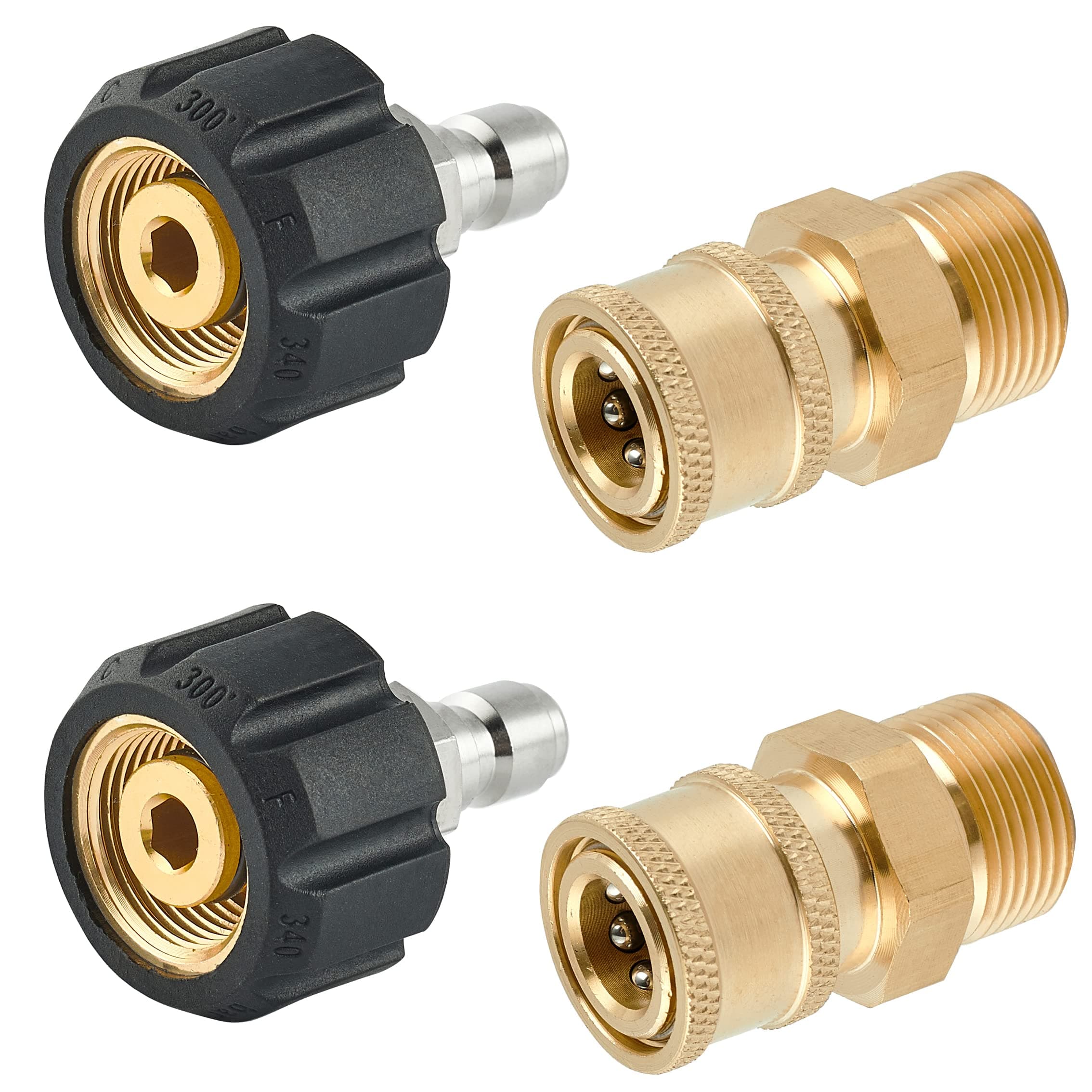Quick Connect Fittings M22 14mm to 1/4 Inch Adapter Set, 4 Pieces