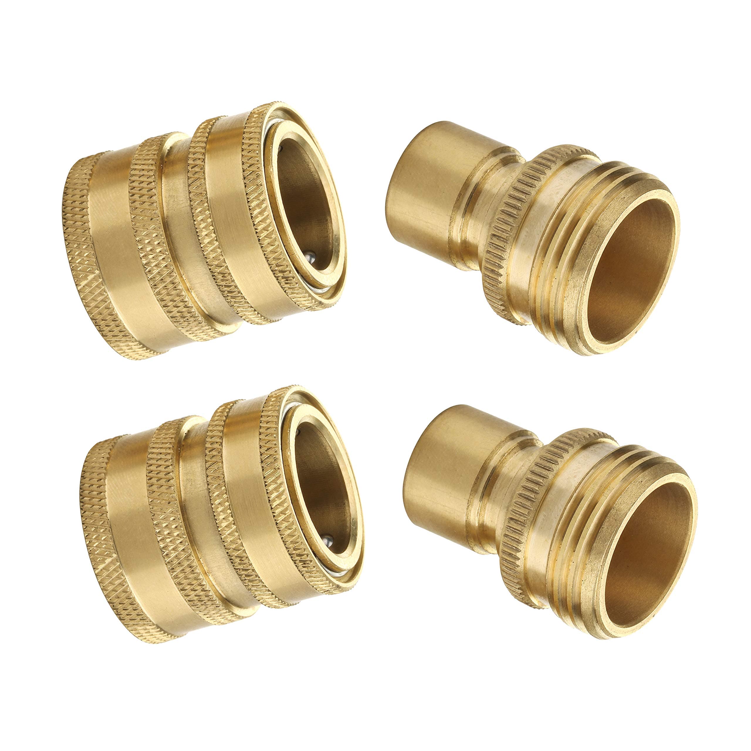 M MINGLE Brass 3/4 Inch Quick Connect Garden Hose Fittings, 2-Pack