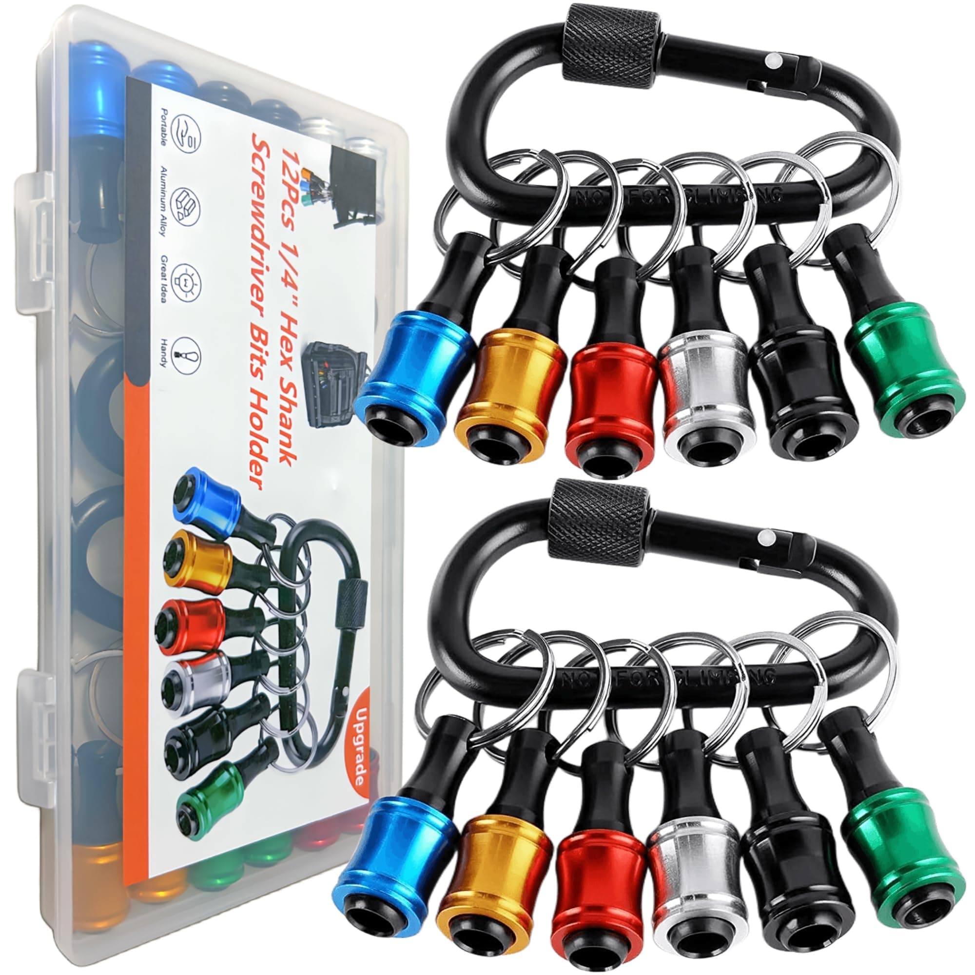 12PCS 1/4 Socket Hex Shank Screwdriver Bit Holders, Quick Release for Impact Driver & Drill Bit Keychain Extension Bar