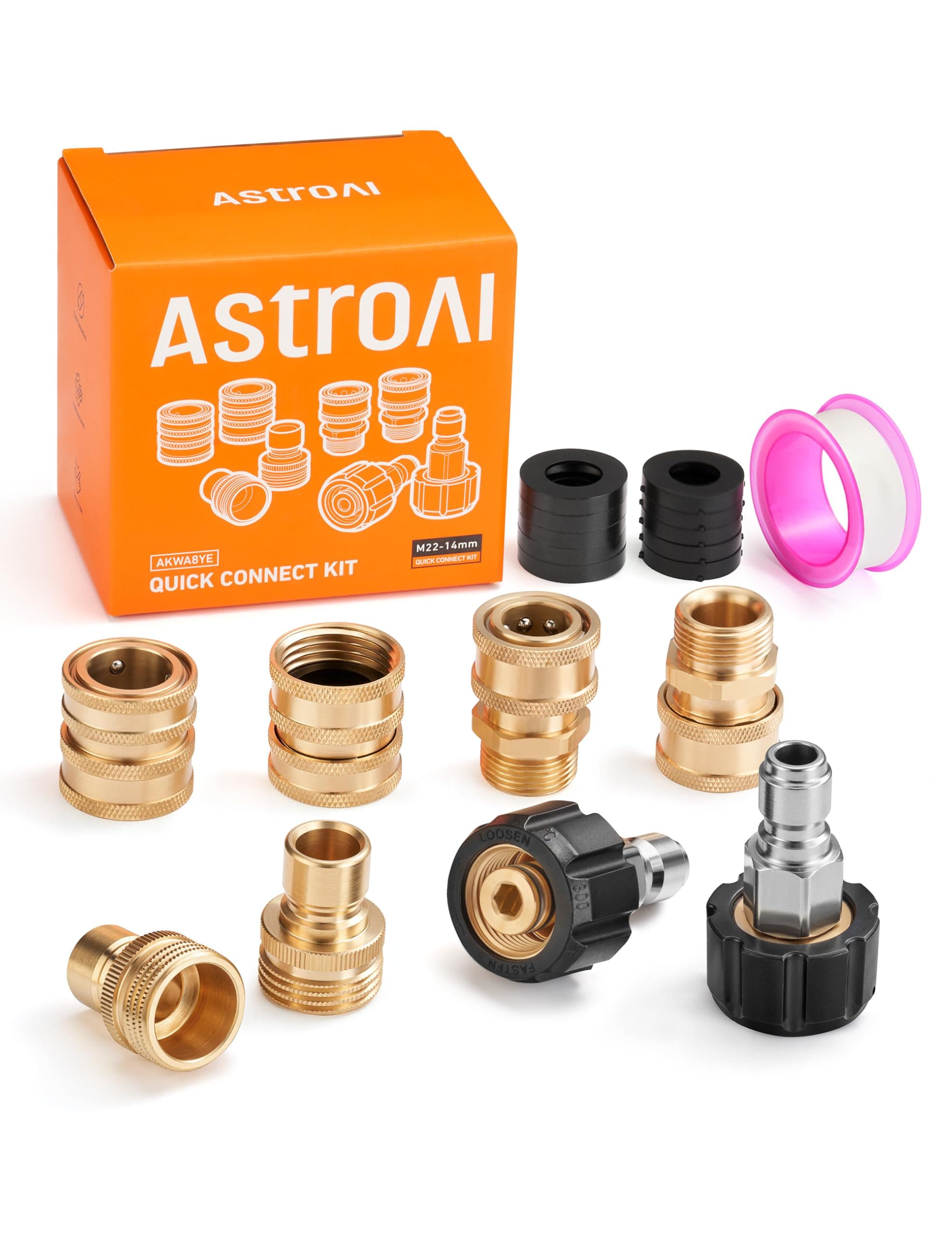 AstroAI Pressure Washer Quick Connect Kit: M22 14mm Swivel Adapters