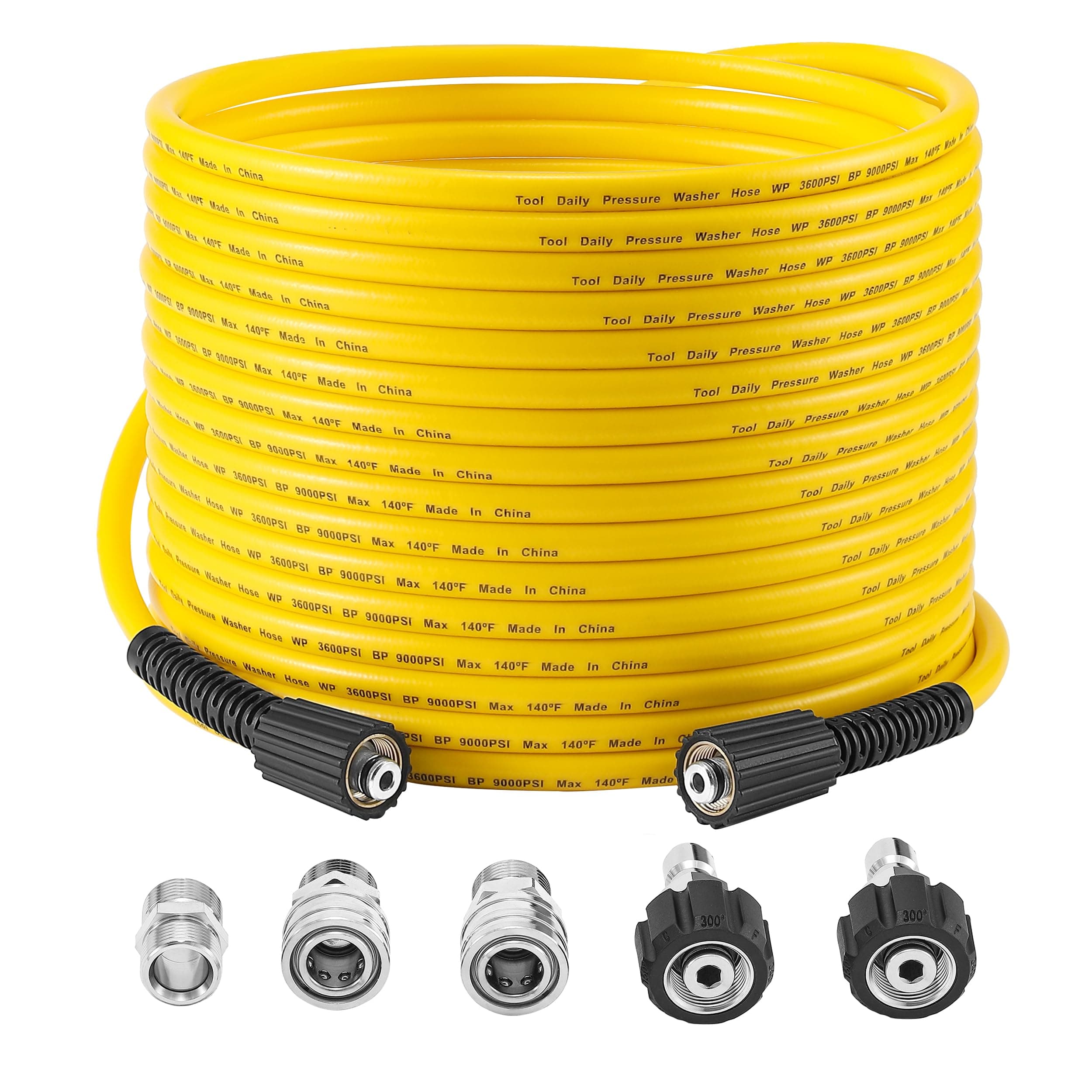 50 FT Pressure Washer Hose with M22 14mm Fitting, 3600 PSI
