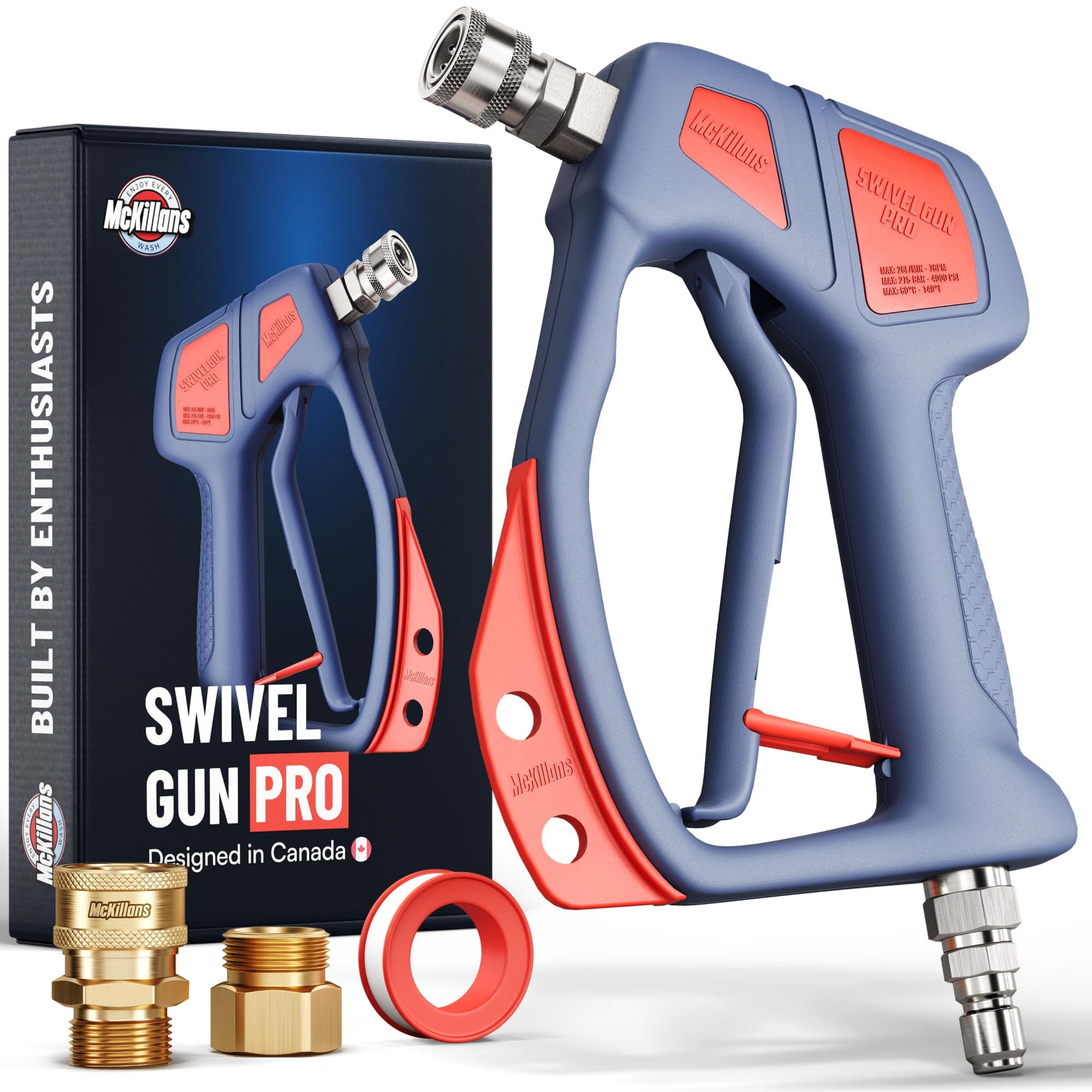McKillans Swivel Gun Pro - High Pressure Water Handle with Quick Connector Coupler - Compatible with Power Washer and Fo