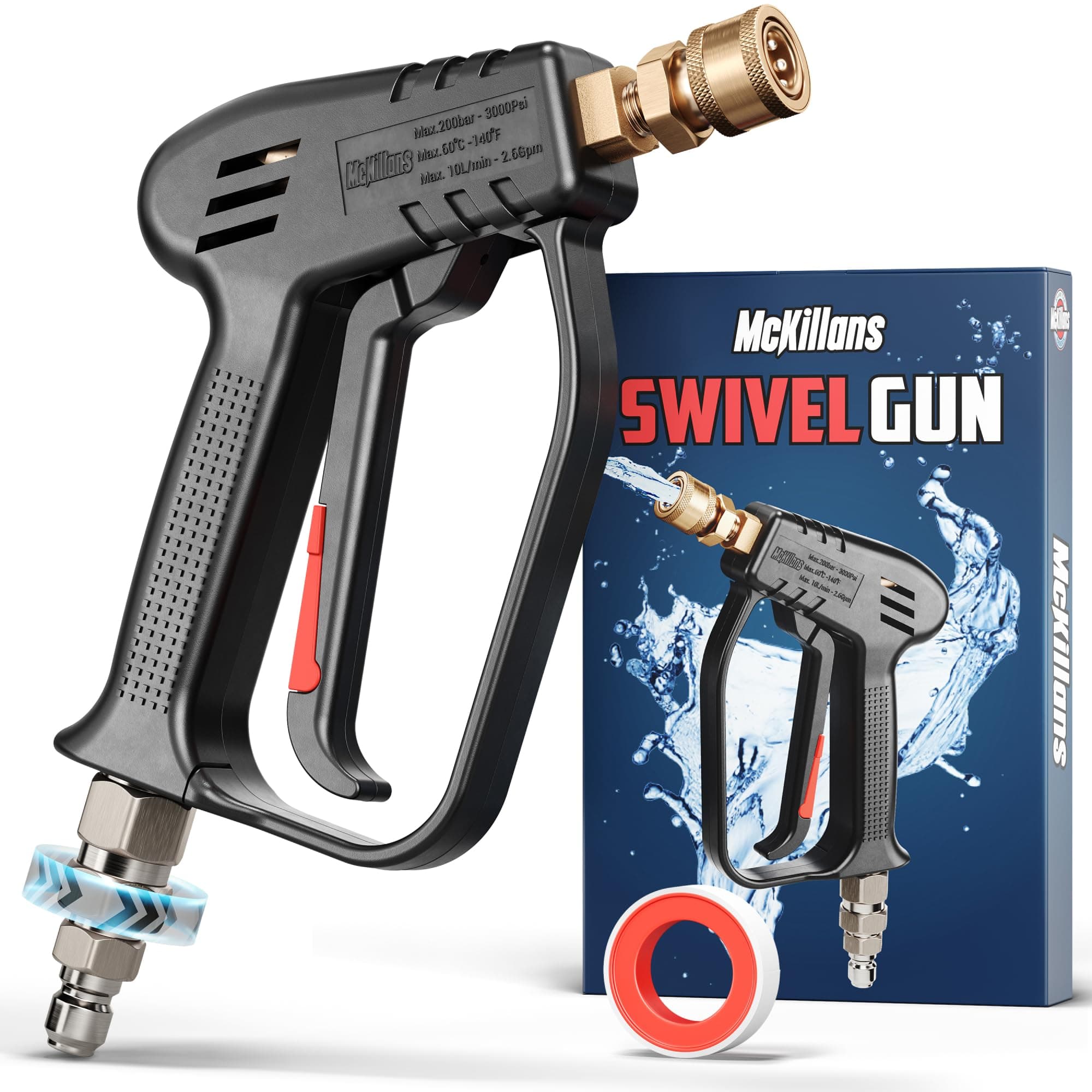McKillans® High Pressure Washer Gun with Swivel and Quick Connector
