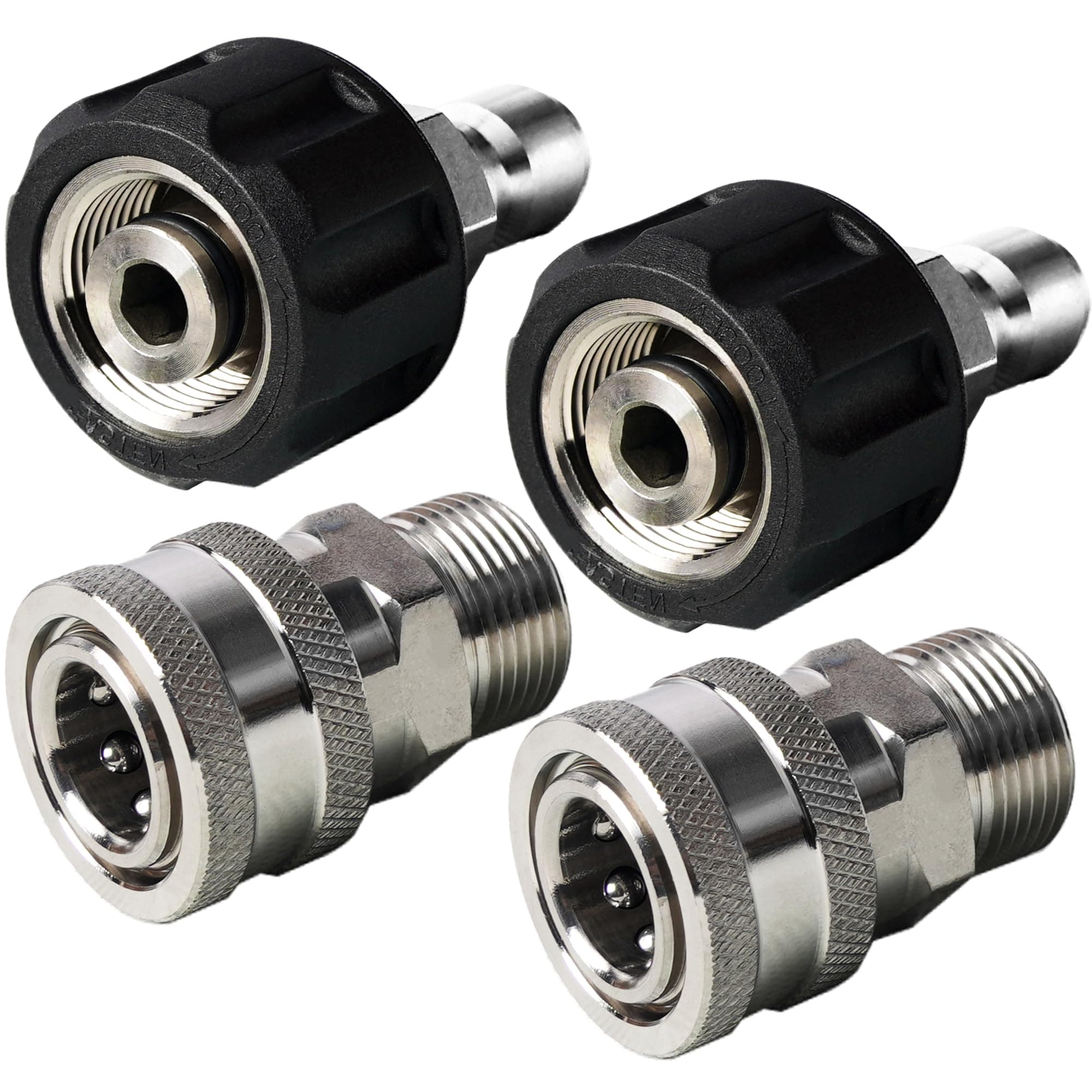 M22 Metric Quick Connect Kit, 4-Pack Stainless Steel Swivel