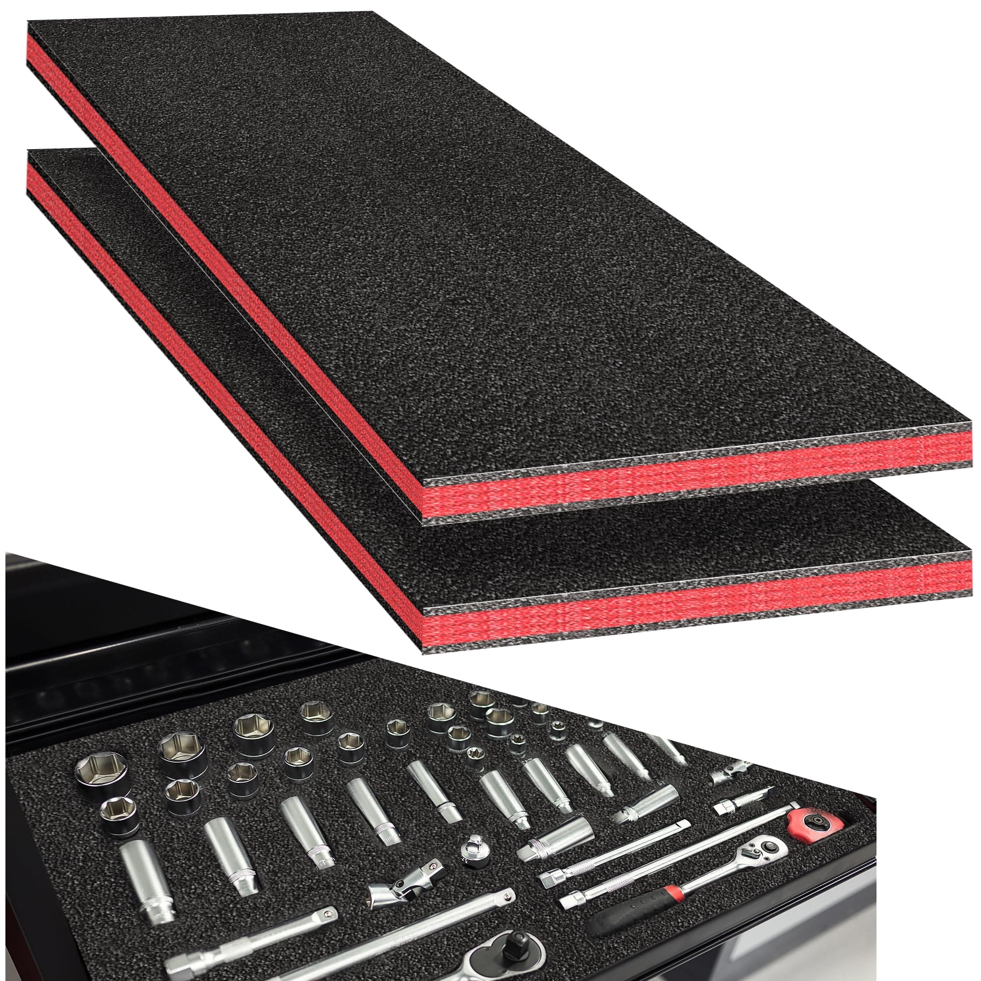 2pc Cuttable High Density Polyethylene Shadow Foam Tool Box Inserts 45x22x1.5in