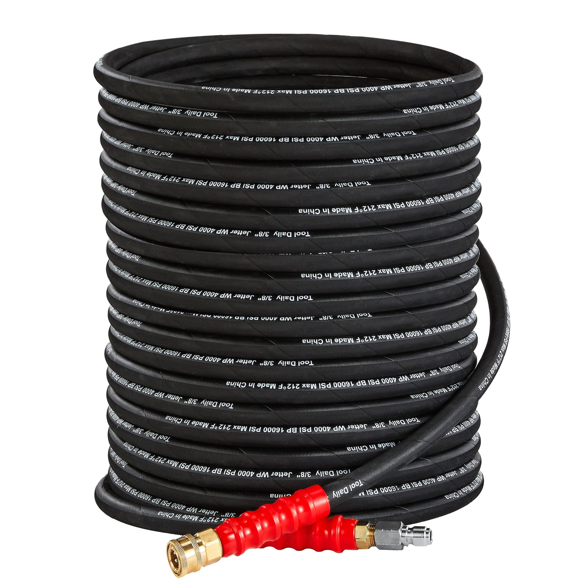 Pressure Washer Hose, 3/8 Inch x 50 FT, Quick Connect, 4000 PSI, High Tensile Wire Braided
