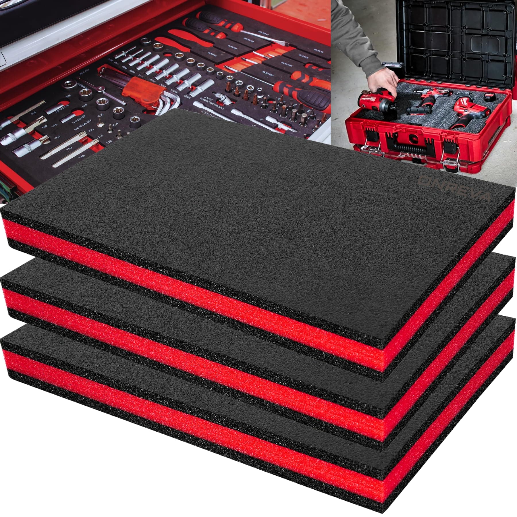 TOOL BOX FOAM 3PACK FOR CASES, DRAWER LINER AND STORAGE