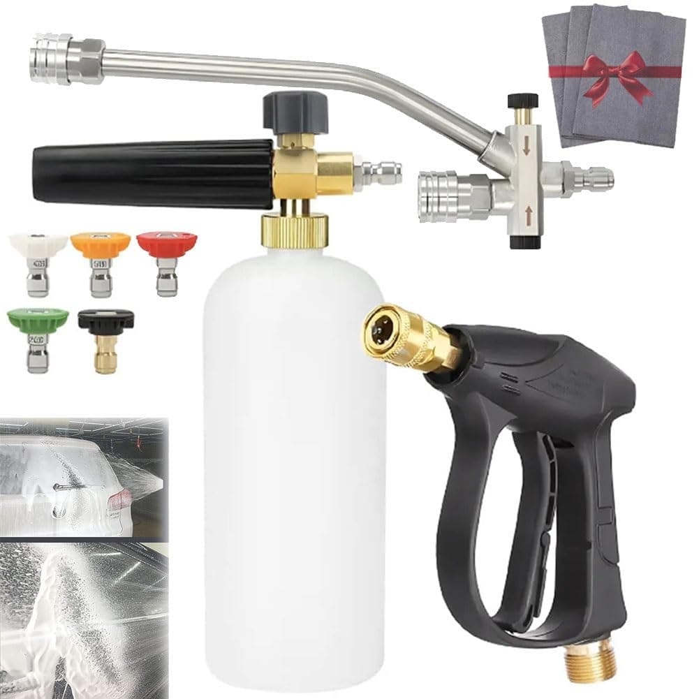 Daily Use Pressure Washer Foam Cannon Dual Connector
| Pressure Washer Gun Accessories Car Cleaning Wash Kit
| 5 Power Washer Sprayer Nozzles for Foam Cannon