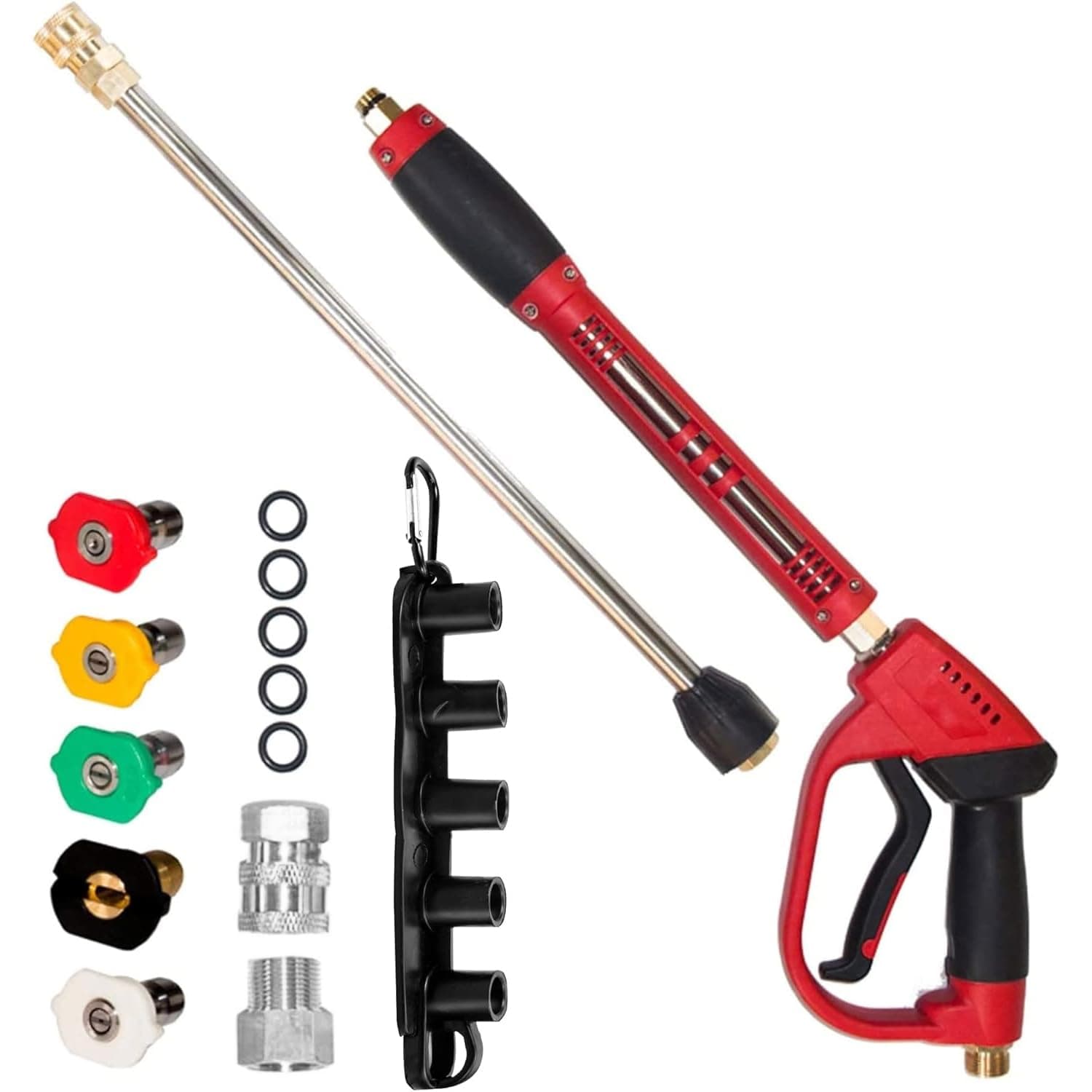 Hourleey Red High Power Pressure Washer Gun, 5000 PSI, 40 Inch, M22 Fittings