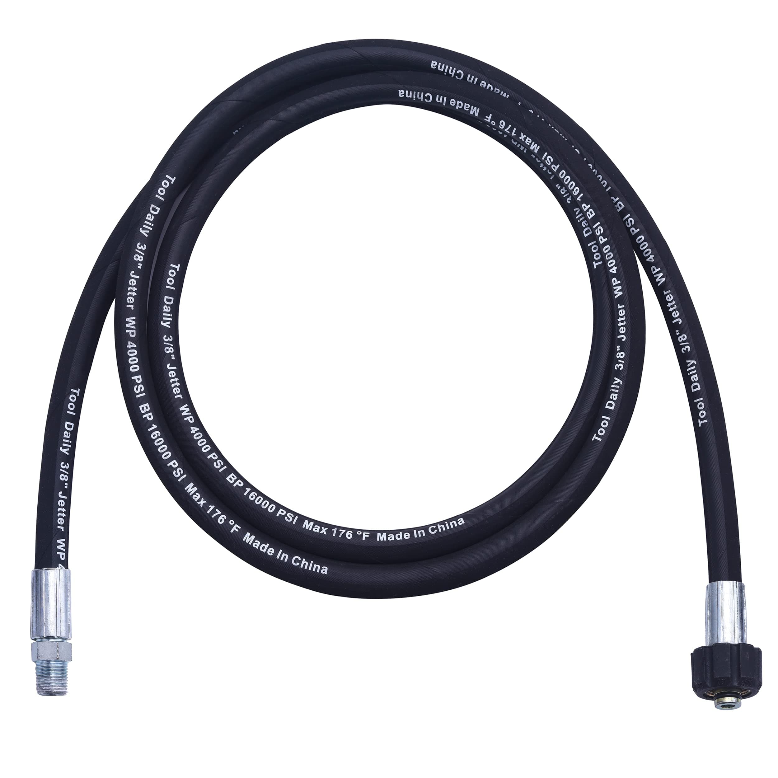 Tool Daily Pressure Washer 8 FT Whip Hose with Swivel Reel Connector