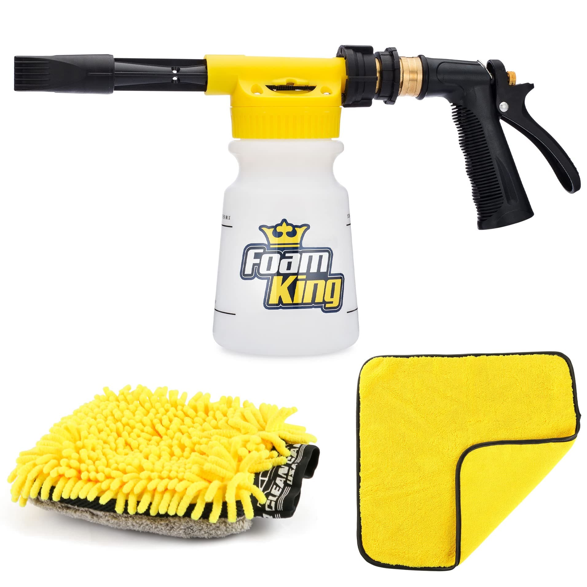 Foam King™ Car Wash Foam Gun & Microfiber Mitt, Garden Hose Attachment