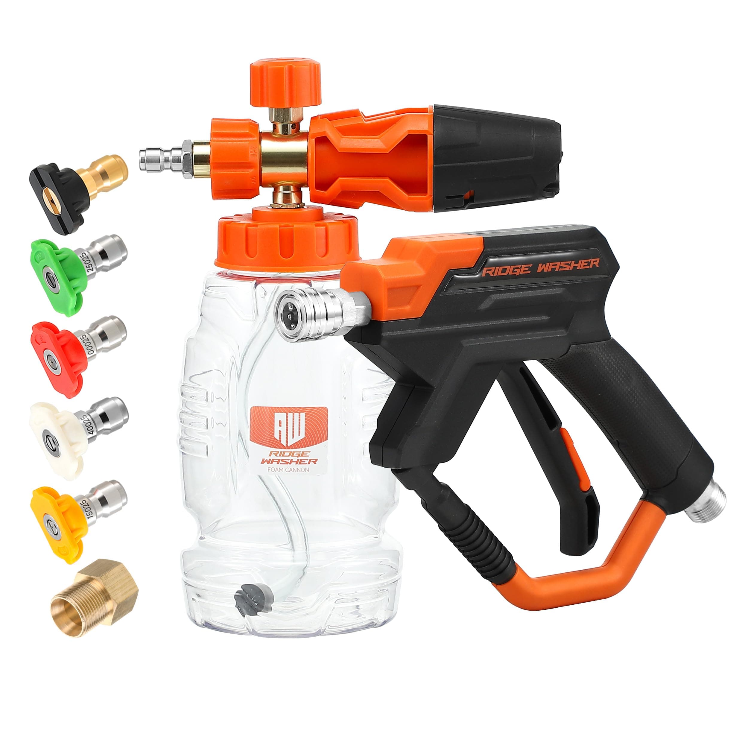 RIDGE WASHER 4000 PSI Foam Blaster Gun with 5 Tips, 1 Liter, Stainless Steel