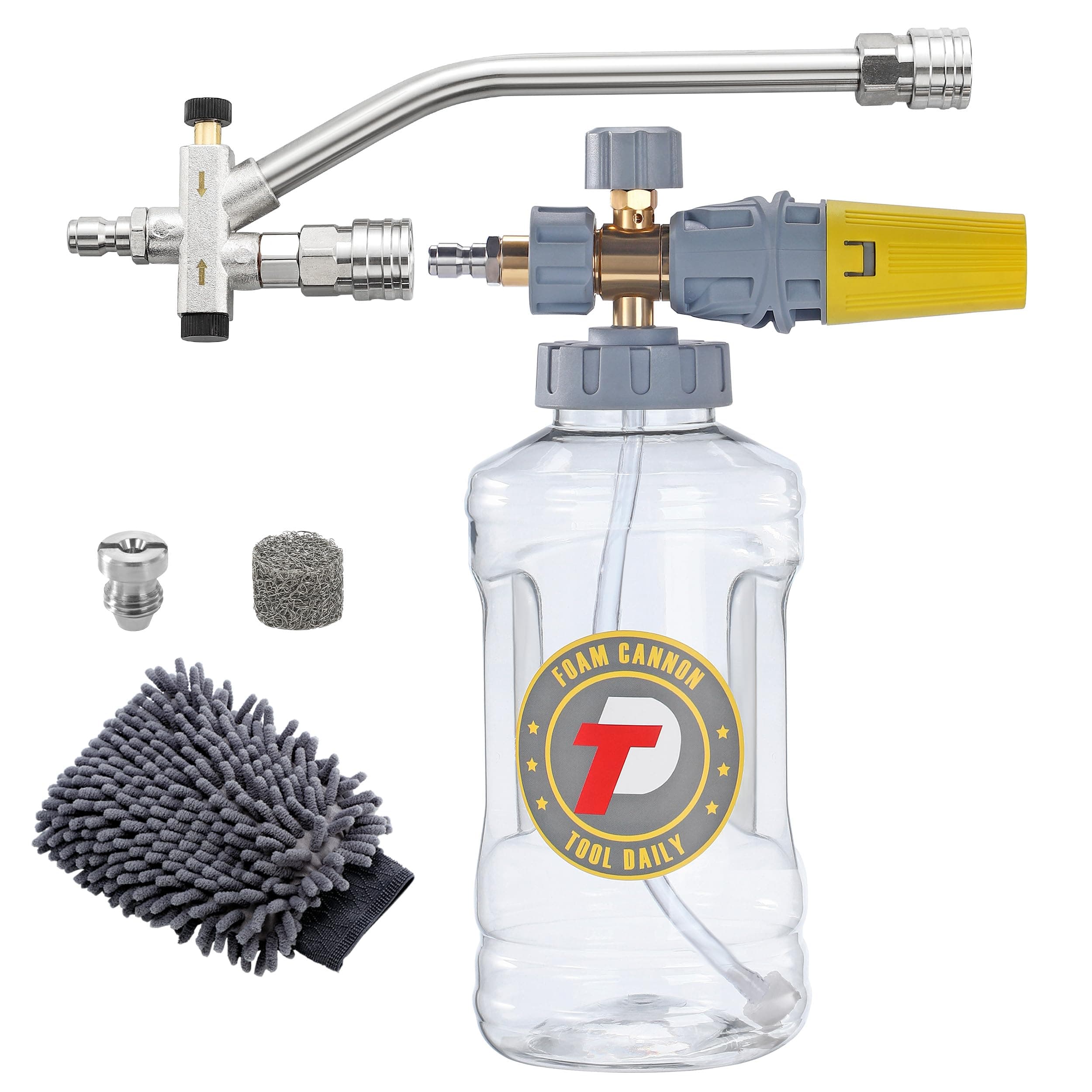 High Pressure Foam Cannon for Pressure Washer with Dual Connectors and Adjustable Soap Function
| Adjustable Soap Cannon Accessory for Pressure Washers with M22-14 and 1/4” Quick Connect Fittings
| Foam Cannon with 1.1mm Orifice Nozzle for Pressure