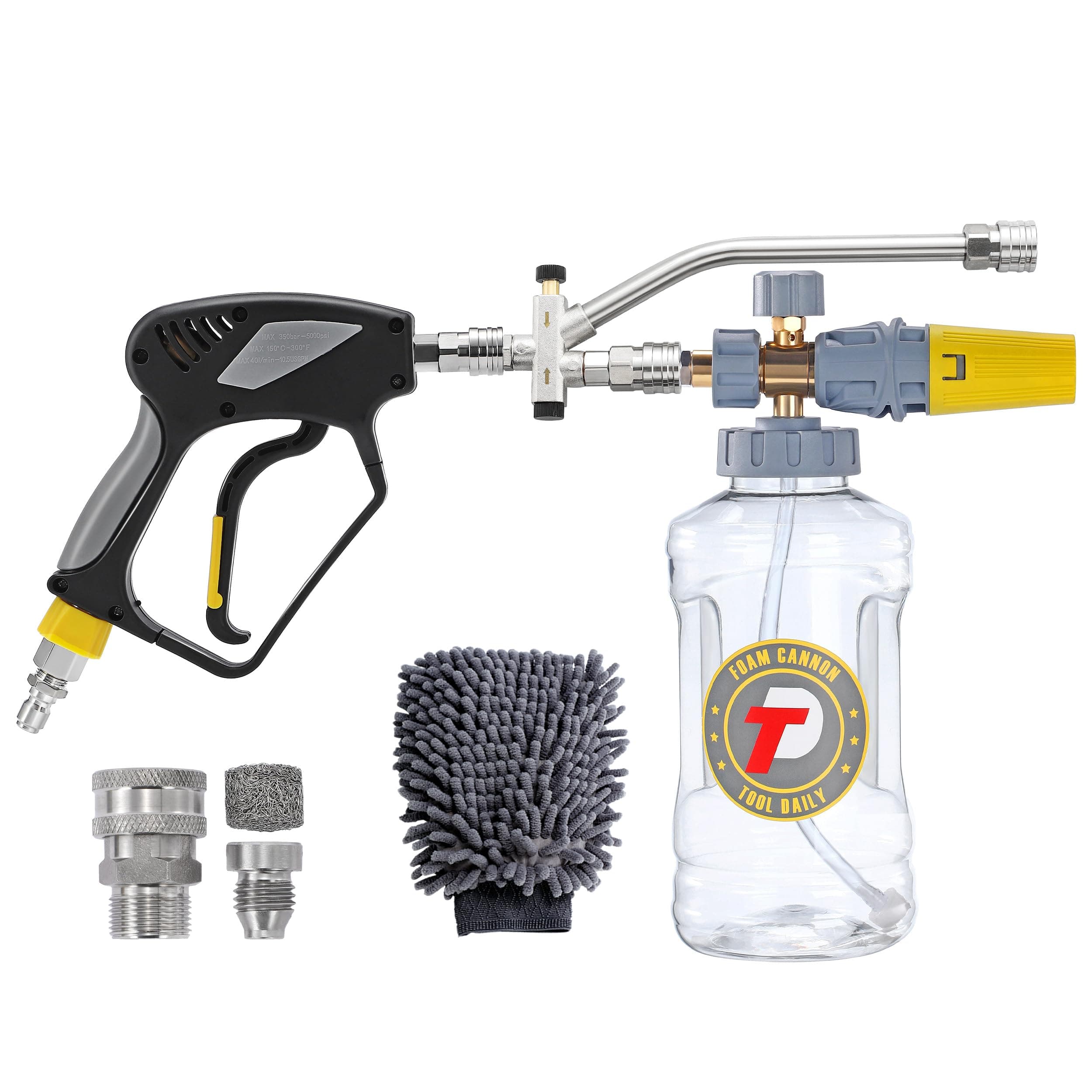 Dual Connector Pressure Washer Gun with 3/8'' Swivel Connector - Tool Daily Foam Cannon
| Adjustable Soap Cannon with M22-14 and 1/4” Quick Connect Fittings - Tool Daily Power Washer Gun
| 1.5 Liter Capacity Foam Cannon - Tool Daily Pressure Washer
